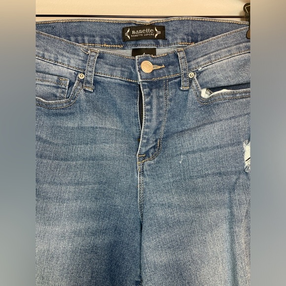 Nanette Lepore Belle High Rise Ankle Skinny Distressed Jeans Womens Size 4 Blue - Picture 4 of 7